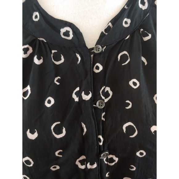 Rock Flower Paper Womens Top Small Black White Modal Long Sleeve Blouse Button - Picture 2 of 10